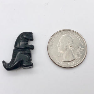 T-Rex Dinosaur Carved Obsidian Tyrannosaurus Rex Figurine | 21x18.5x7mm | Black - PremiumBead Alternate Image 3