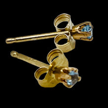 Load image into Gallery viewer, Aquamarine 14K Gold Stud Round Earrings | 2mm | Aqua | 1 Pair |
