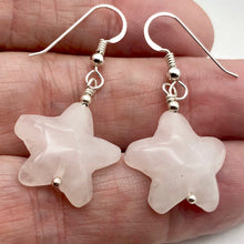 Load image into Gallery viewer, Carved Rose Quartz Starfish Sterling Silver Semi Precious Stone Earrings - PremiumBead Alternate Image 2
