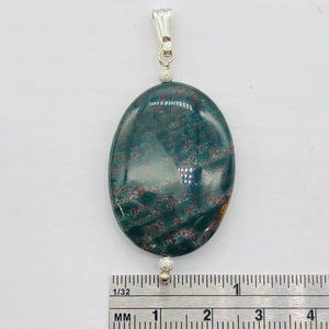 Rare Bloodstone Sterling Silver Oval Pendant with Quartz Crystal | 2" Long |