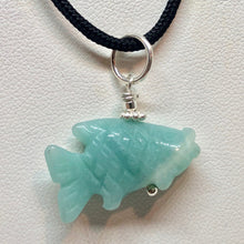 Load image into Gallery viewer, Swimmin&#39;! Amazonite Fish Koi Sterling Silver Pendant | 1 1/8&quot; Long | Blue | - PremiumBead Alternate Image 2
