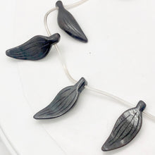 Load image into Gallery viewer, Hematite Carved Leaf Bead Strand | 30x12x4mm | Black | 13 Beads |
