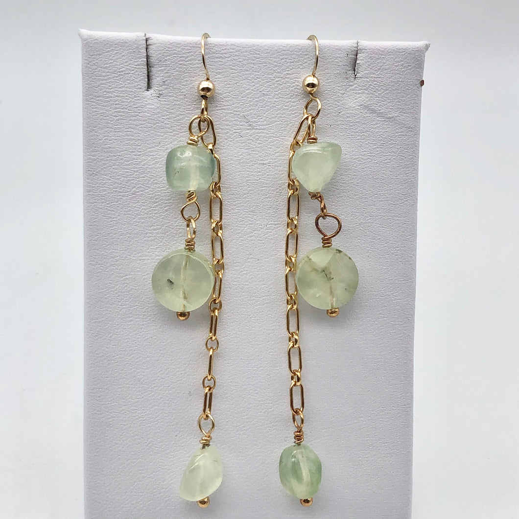 Dazzling Minty Green Natural Prehnite and 14Kgf Earrings - PremiumBead Primary Image 1