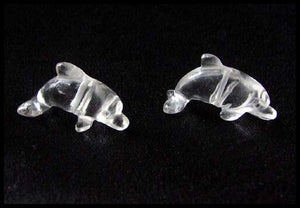 Jumping 2 Carved Natural Quartz Crystal Dolphin Beads | 25x11x8mm | Clear - PremiumBead Alternate Image 2
