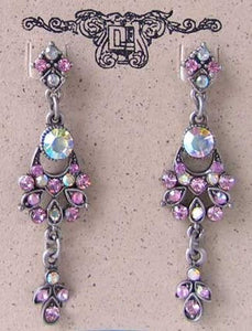 Shine Antiqued Goldtone & Pink Crystal Fashion Earrings 10080C - PremiumBead Primary Image 1