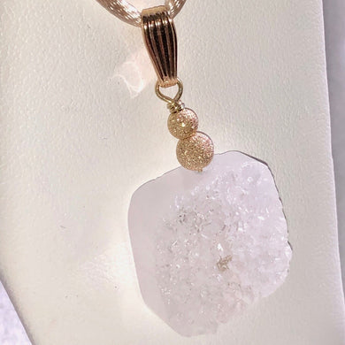 White Quartz 20mm Square Coin Pendant! Druzy! 510422 - PremiumBead Primary Image 1