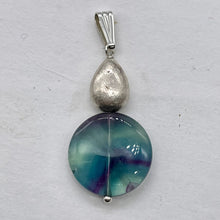Load image into Gallery viewer, Fluorite Sterling Silver Striped Coin | 1 3/4&quot; Long | Blue/Purple | 1 Pendant |
