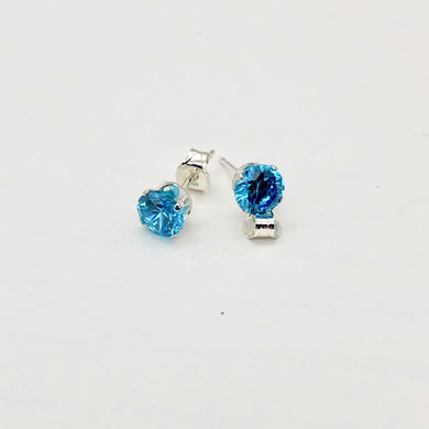 December Birthstone 5mm Lab Blue Zircon Sterling Silver Earrings - PremiumBead Primary Image 1