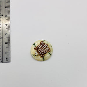 Turtle Round Pendant Bead | 22x6mm | Red White Green | 1 Bead |