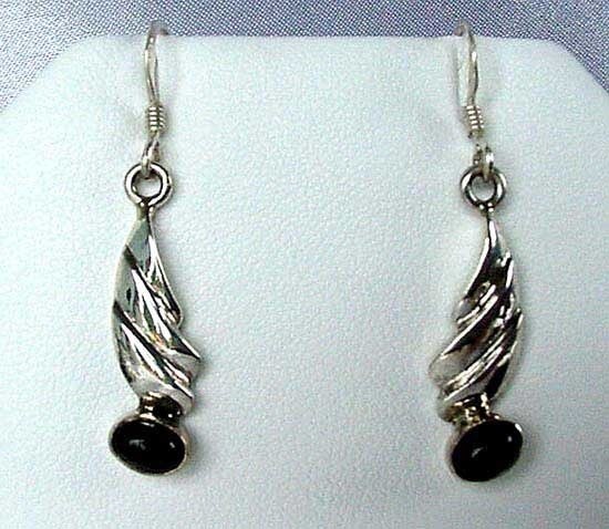 Unique! Onyx Flame Solid Sterling Silver Earrings 004725 - PremiumBead Primary Image 1