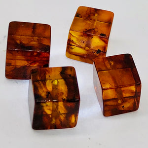 Amber Cube | 8x8mm | Red | 4 Bead