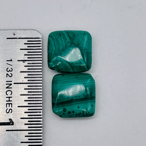 2 Superb Malachite 14x12mm Diagonal Square Coin Beads 10252