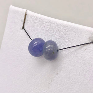 Rare Tanzanite Smooth Roundel Beads | 2 Bds | 8.5x6mm| Blue | ~7.5 cts | 10387C - PremiumBead Alternate Image 3
