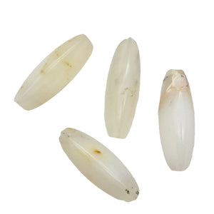 4 (Four) Pristine White Dendritic 28x10x10mm Opal Triangle cut Beads