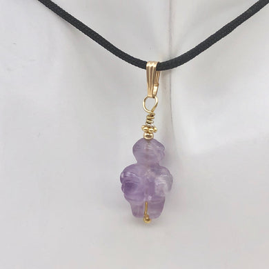 Hand Carved Amethyst Goddess of Willendorf Pendant 509287AMG - PremiumBead Primary Image 1