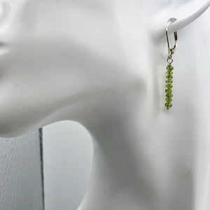Untreated Green Sapphire Sterling Silver Roundel 9 Bead Earrings | 1 1/2" Long |