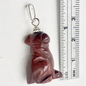 Red Jasper Dog Pendant | Semi Precious Stone Jewelry | Sterling Silver |