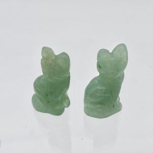Adorable! 2 Aventurine Sitting Carved Cat Beads | 21x12x8mm | Green - PremiumBead Alternate Image 5