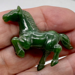 Jade Carved Soaring Prancing Horse | 2 1/4" Long | Green | 1 Figurine |