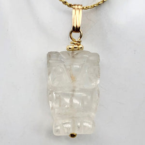 Quartz Owl Pendant Necklace | Semi Precious Stone Jewelry | 14k gf Pendant - PremiumBead Primary Image 1