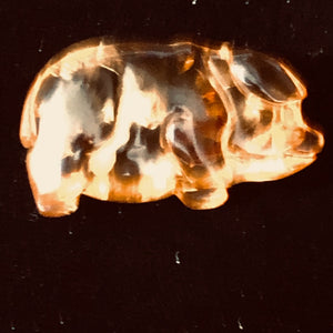 Amber carved Pig Talisman Worry-Stone | 39x25x7 mm | Orange | 1 Figurine |