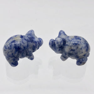 Oink 2 Carved Sodalite Pig Beads | 21x13x9.5mm | Blue - PremiumBead Alternate Image 2