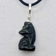 Load image into Gallery viewer, Howling Obsidian Wolf/Coyote Sterling Silverf Pendant | 1 7/16&quot; Long | Black | - PremiumBead Primary Image 1
