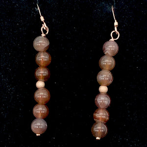 Botswana Agate 14K Rose Gold Filled Earrings | 5.5mm | Purple | 2" Long |