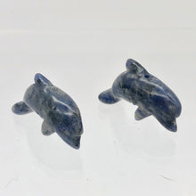 Load image into Gallery viewer, Unique 2 Carved Sodalite Jumping Dolphin Beads | 25x11x8mm | Blue white - PremiumBead Alternate Image 2
