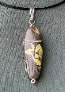 Gorgeous! Yellow W/Black and Rust Matrix Turquoise Silver Pendant! 006520E - PremiumBead Alternate Image 2