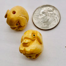 Load image into Gallery viewer, Oink 2 Hand Carved Piggy Boar Waterbuffalo Bone Beads | 18.5x14x12.5mm | Bone
