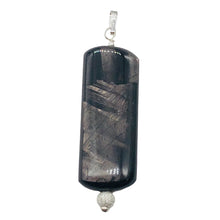 Load image into Gallery viewer, Hypersthene, Flat Rounded Rectangle Dangle Pendant| 2 1/2 &#39; Long | Black/Silver|
