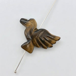 Lovely 2 Hand Carved Tiger's Eye Dove Bird Beads | 25.5x18x7 | Golden - PremiumBead Alternate Image 2
