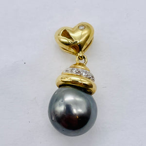 South Sea Pearl 14K Gold Drop Pendant | 1" Long | Gray | 1 Pendant |