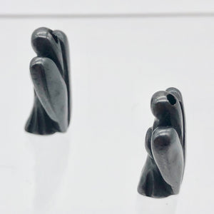 Loving Hand Carved Hematite Guardian Angel Figurine | 21x14x8mm | Silver Black - PremiumBead Alternate Image 5
