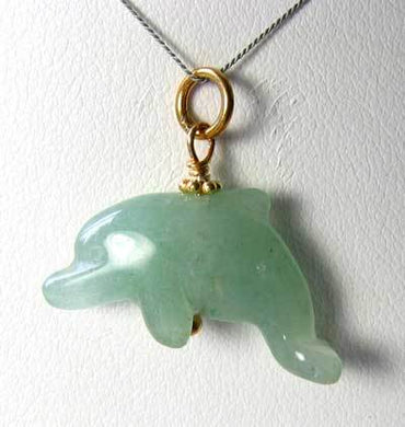 Jump! Aventurine Dolphin Vermeil Pendant - PremiumBead Primary Image 1