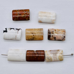 8 Patterned Conglomerate Jasper Rectangle Beads 009324