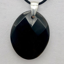 Load image into Gallery viewer, Stunning Faceted Onyx Sterling Silver Pendant| 40x30mm| Black| Oval | 1 Pendant| - PremiumBead Alternate Image 3
