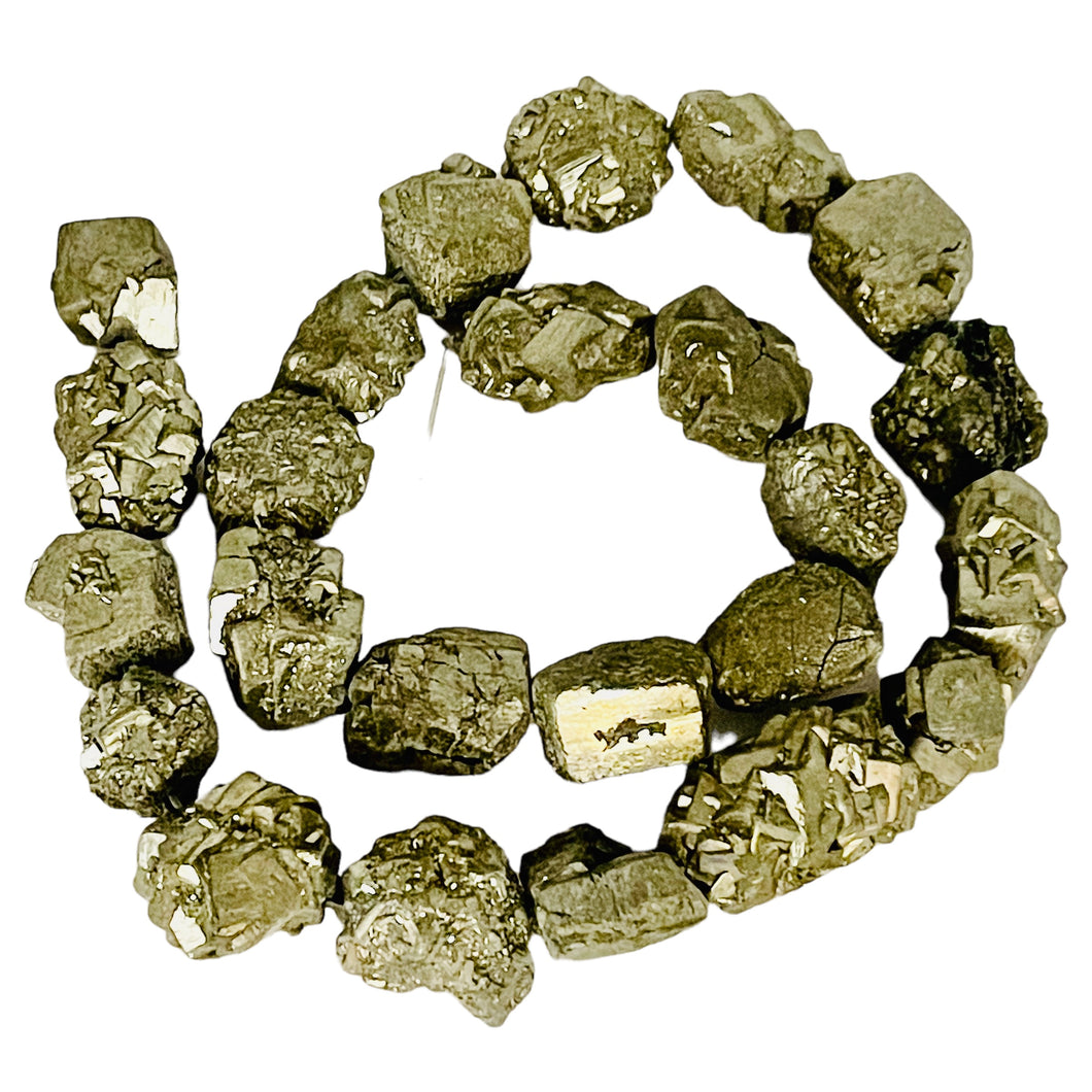 Pyrite Crystals Strand | 20x17x15 to 15x13x10mm | Silver Gold | 27 Beads |