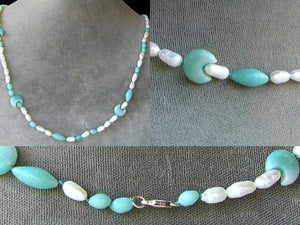 Cream Pearl and Amazonite Necklace Celebrating ~The Moon Goddess~ 6141 - PremiumBead Primary Image 1