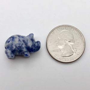 Oink 2 Carved Sodalite Pig Beads | 21x13x9.5mm | Blue - PremiumBead Alternate Image 4