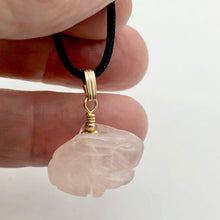 Load image into Gallery viewer, Rose Quartz Bunny Rabbit Pendant Necklace|SemiPrecious Stone Jewelry|14K Pendant - PremiumBead Alternate Image 5
