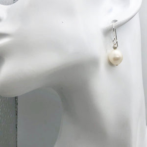 Pearl Dangle Sterling Silver Earrings |1.25" Long | Satin White |