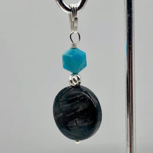 Load image into Gallery viewer, Hypersthene, Turquoise Drop Sterling Silver Pendant| 1 1/2&quot; Long| Silvery, Blue|
