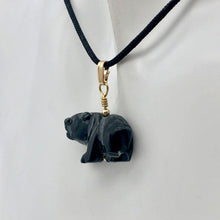 Load image into Gallery viewer, Adorable! Carved Onyx Panda Bear 14Kgf Pendant | 19x14x10mm (Panda) 4mm (Bail Opening) | Black - PremiumBead Primary Image 1
