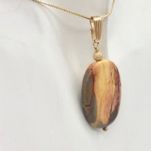 Load image into Gallery viewer, Ancient Forests Mookaite 30x20mm Oval 14k Gold Filled Pendant, 2 inches 506765B - PremiumBead Alternate Image 3
