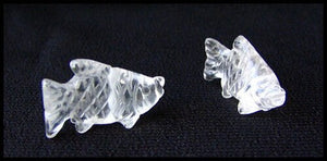 Swimmin' 2 Carved Quartz Fish Koi Carp Beads | 23x11x5mm | Clear