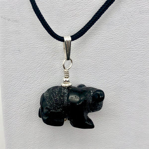 Adorable! Carved Onyx Panda Bear Silver Pendant | 19x14x10mm (Panda) 4mm (Bail Opening) | Black - PremiumBead Primary Image 1