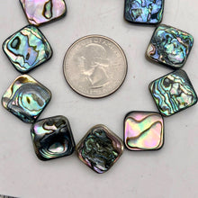 Load image into Gallery viewer, Blue Sheen Abalone 15mm Square Pendant Bead Strand - PremiumBead Alternate Image 6
