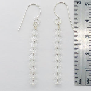Quartz AAA Crystal Sterling Silver Dangle Earrings| 1 3/4" Long | Clear | 1 Pair